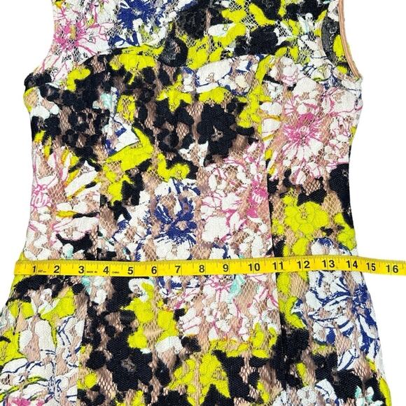 French Connection Dress Womens Size 6 Pink Green Black Floral Lace Sheath Lined - Picture 10 of 14